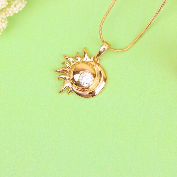 "Round Green Stone Pendant in Rose Gold Finish, XPPT1561 - Picture 10 of 13